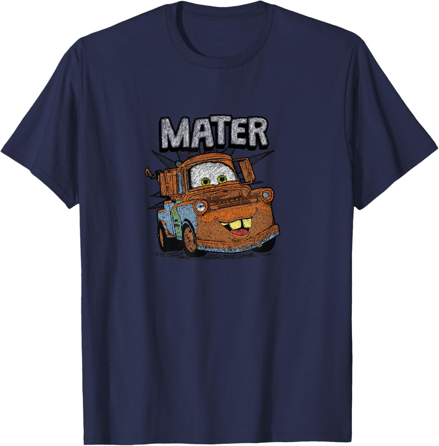 Disney Pixar Cars Vintage Tow Mater Crayon Sketch Portrait T-Shirt - T-Shirt | Navy