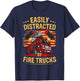 Funny Firefighter Gift Easily Distracted by Fire Trucks T-Shirt - T-Shirt | Navy