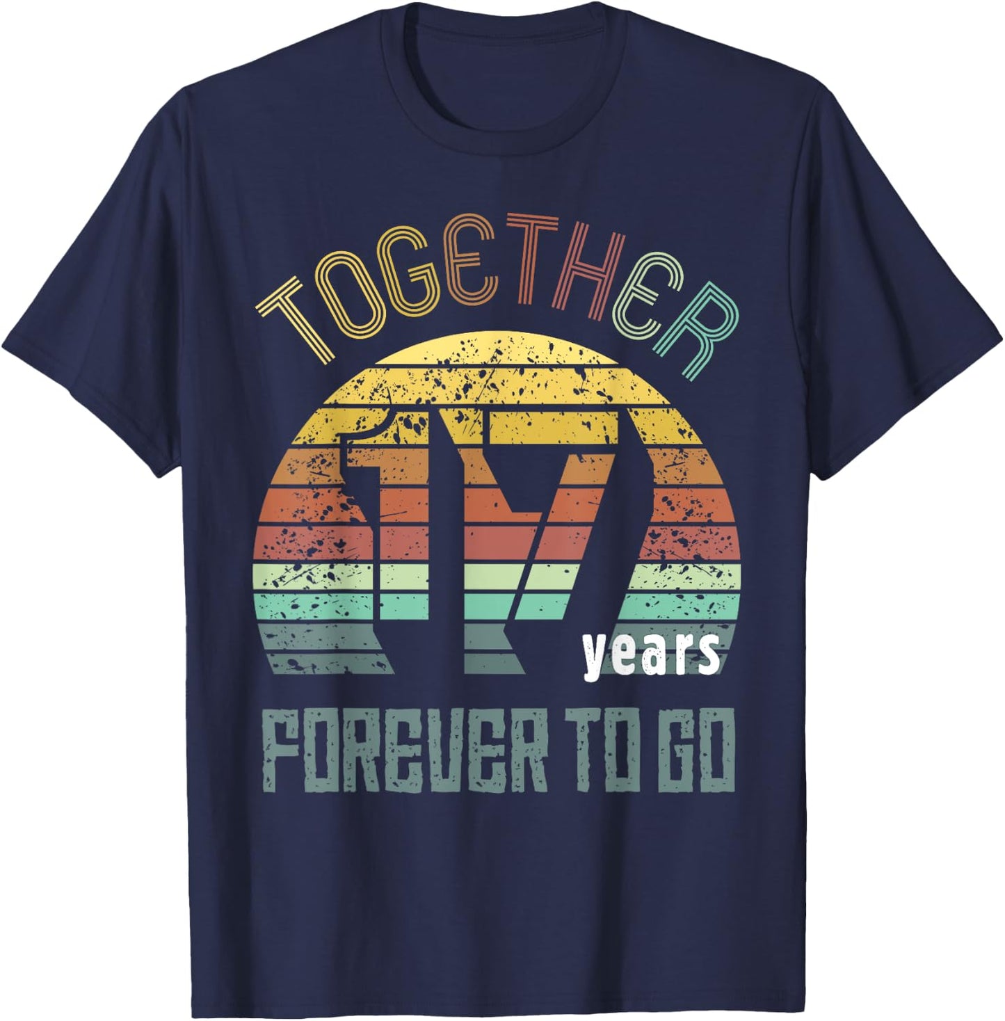 17th Years Wedding Anniversary Gifts For Couples Matching 17 T-Shirt - T-Shirt | Navy
