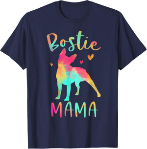 Bostie Mama Colorful Boston Terrier Gifts Dog Mom T-Shirt - T-Shirt | Navy
