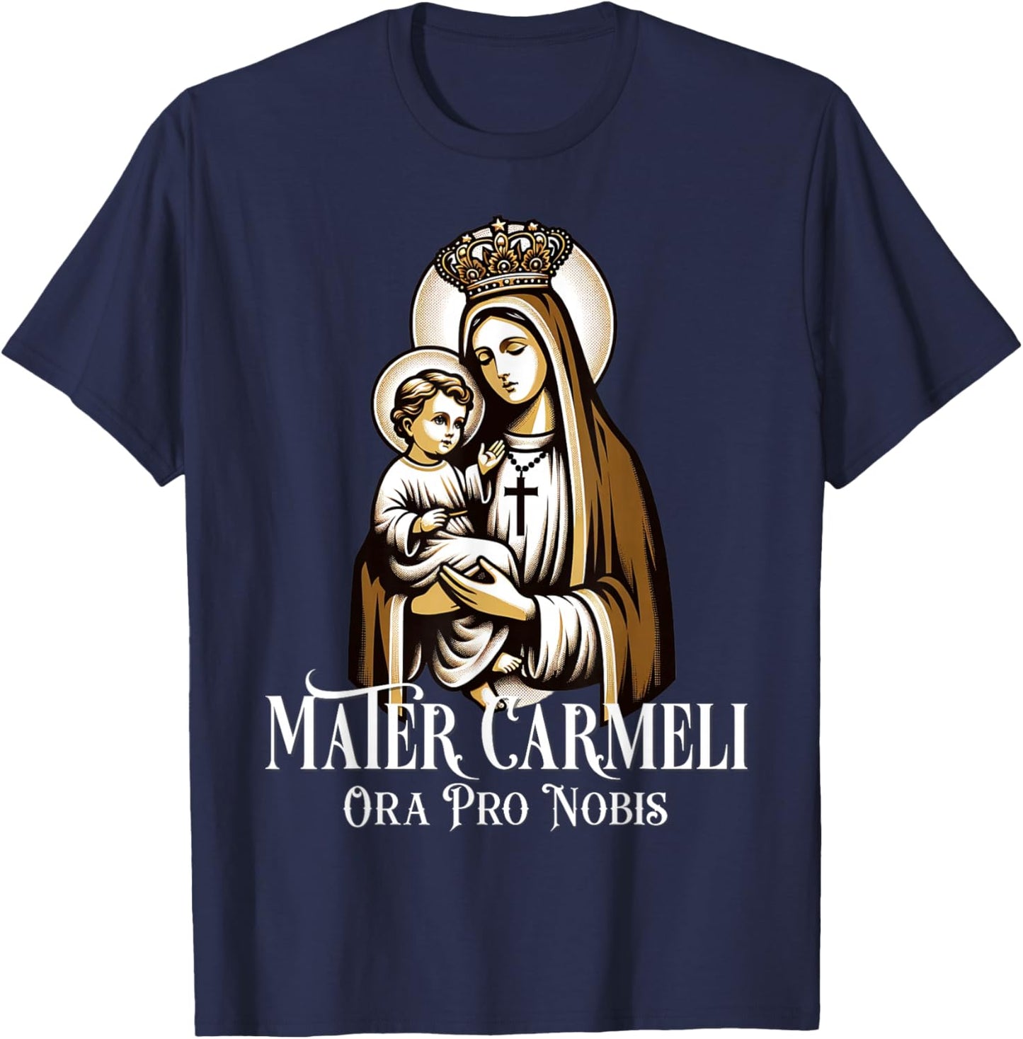 Our Lady of Mount Carmel Marian Catholic T-Shirt - T-Shirt | Navy