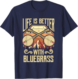 Banjo Vintage Retro Bluegrass Music Fans Banjo Player T-Shirt - T-Shirt | Navy