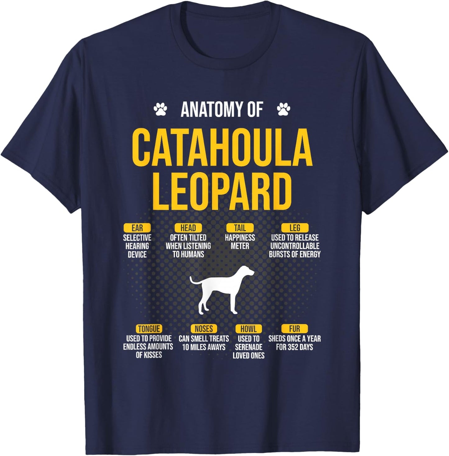 Anatomy Of Catahoula Leopard Dog Lover T-Shirt - T-Shirt | Navy