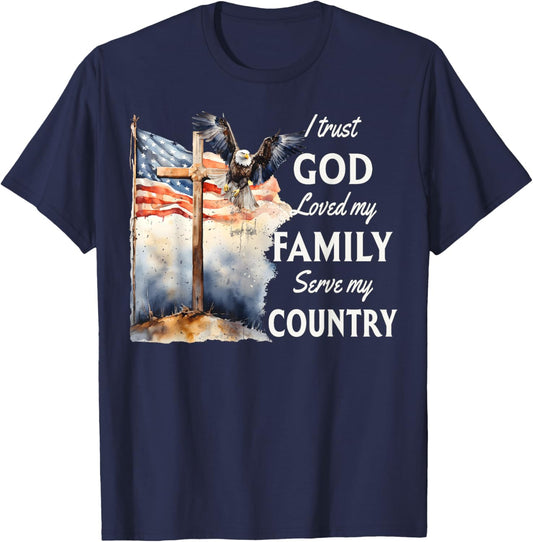 Patriotic Christian I Trust God Love My Family And Country T-Shirt - T-Shirt | Navy