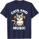 Cats and Music Funny Cat Lovers Music Lovers T-Shirt - T-Shirt | Navy