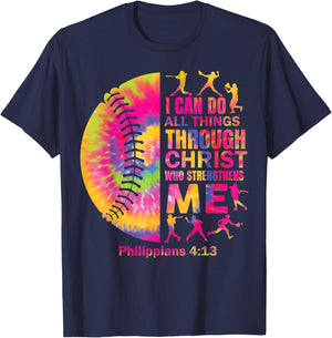 Softball-Shirt Women Girls Teen Christian Christ Tie Dye T-Shirt - T-Shirt | Navy