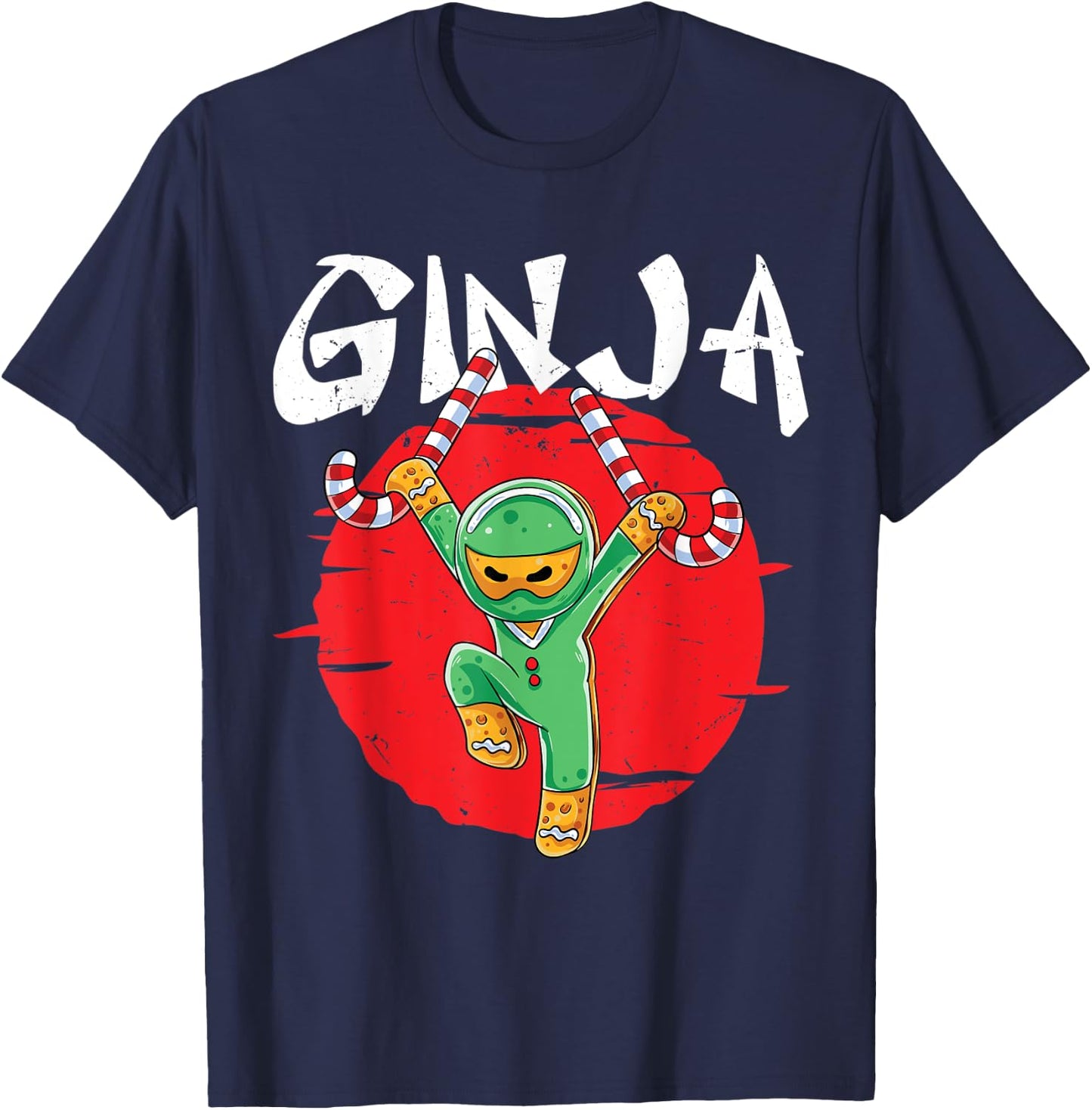 Ginja Ninja Ninjabread Man Gingerbread Ninja Ugly Christmas T-Shirt - T-Shirt | Navy