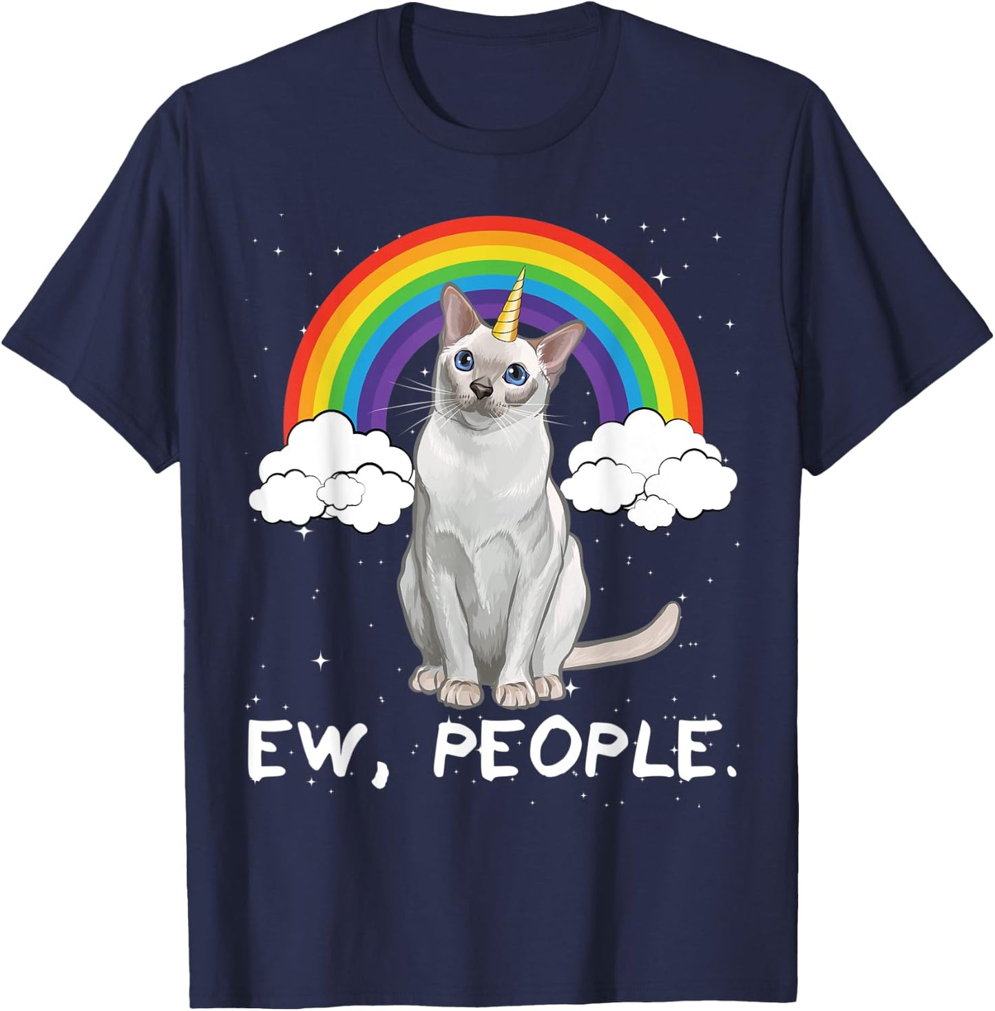 Rainbow Tonkinese Ew People Unicorn Cat Women Kids T-Shirt - T-Shirt | Navy