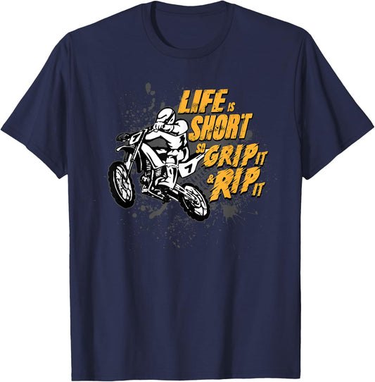 Grip It and Rip It MX Motocross Dirt Bike Rider Gifts T-Shirt - T-Shirt | Navy