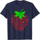 Strawberry Puppy Paw Print Shirt Gift Dog Animal Lovers Women Kids T-Shirt - T-Shirt | Navy