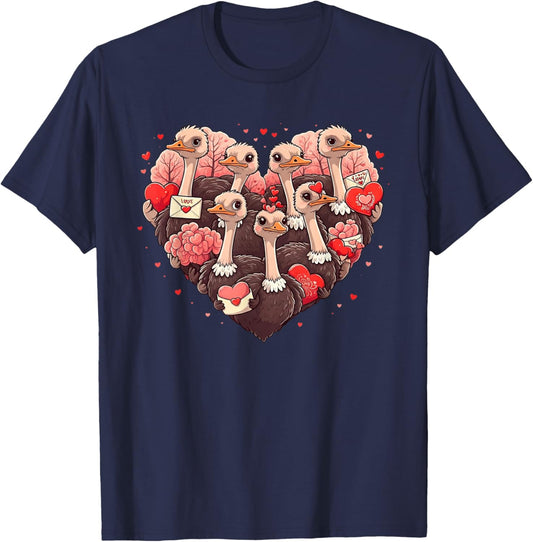 Funny Ostrich Heart Valentine Ostrich Kids T-Shirt - T-Shirt | Navy