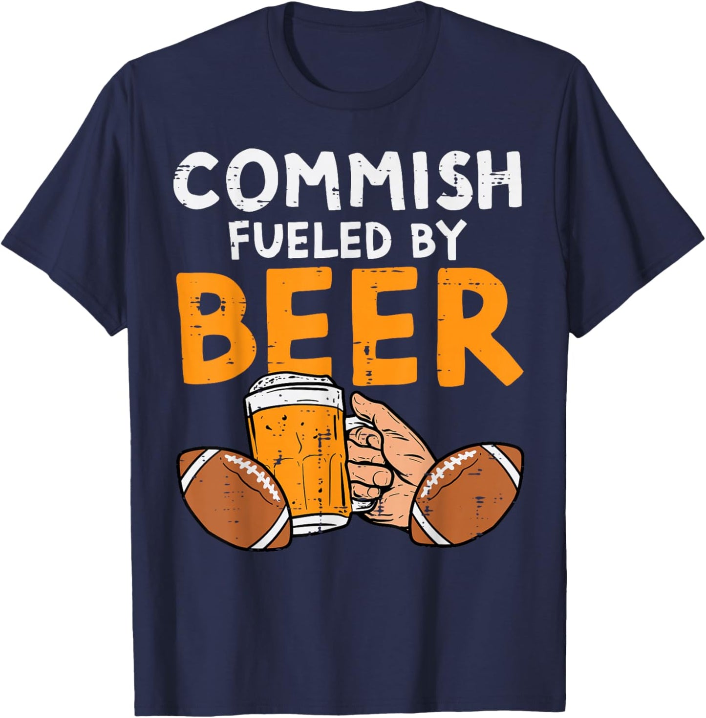 Commish Fueled By Fantasy Football Fun Commissioner Dad Men T-Shirt - T-Shirt | Navy