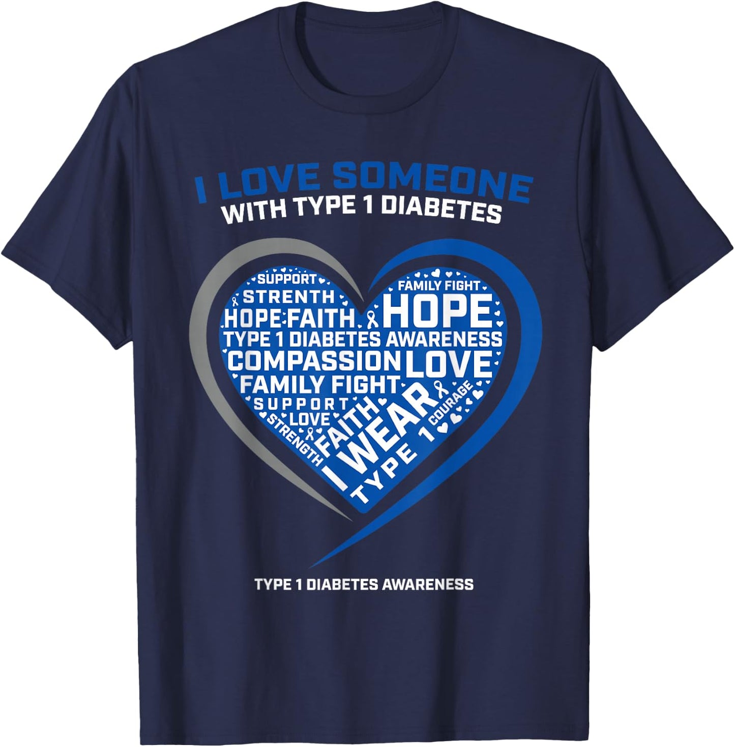 T1D Men Women Youth Kids Diabetic Type 1 Diabetes Awareness T-Shirt - T-Shirt | Navy