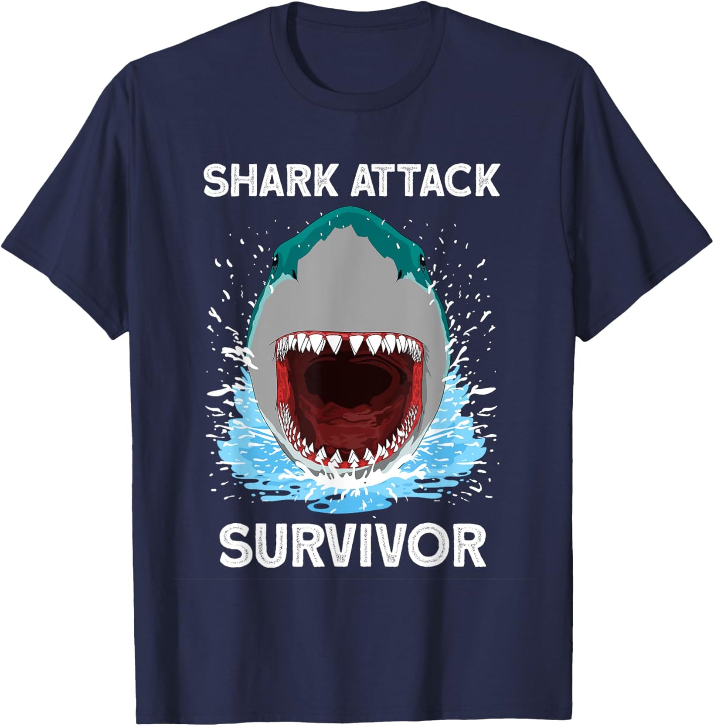 Shark Attack Survivor - Shark Lover T-Shirt - T-Shirt | Navy