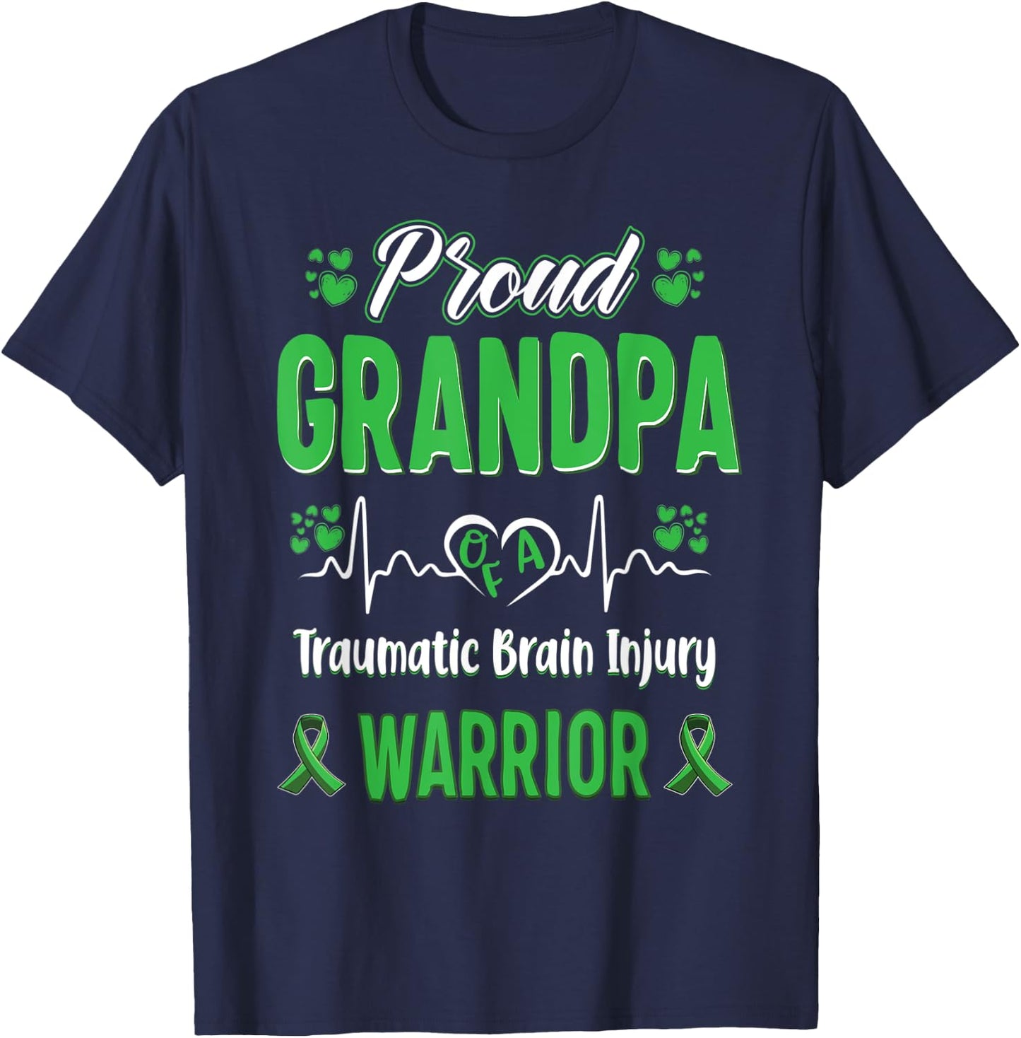proud Grandpa Traumatic Brain Injury warrior awareness T-Shirt - T-Shirt | Navy