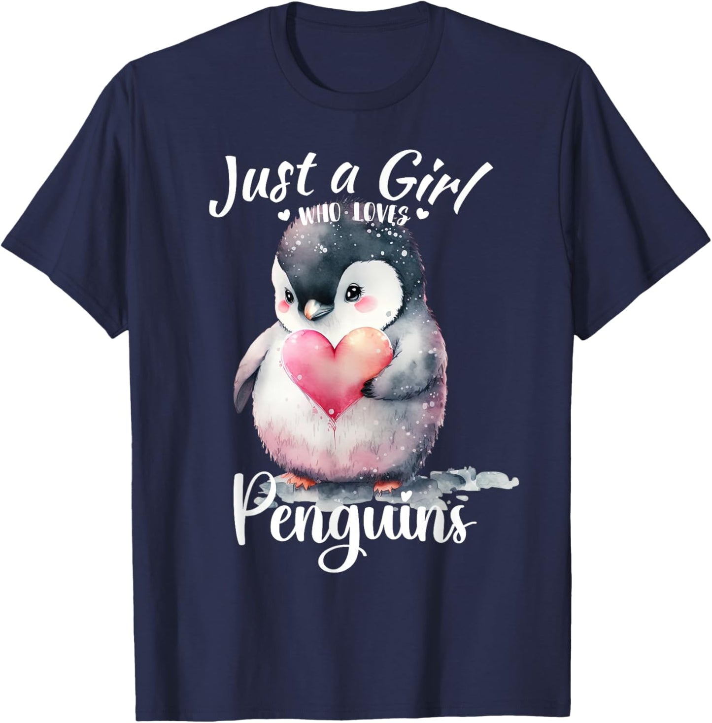 Just a Girl Who Loves Penguins for Girls Who Love Animals T-Shirt - T-Shirt | Navy