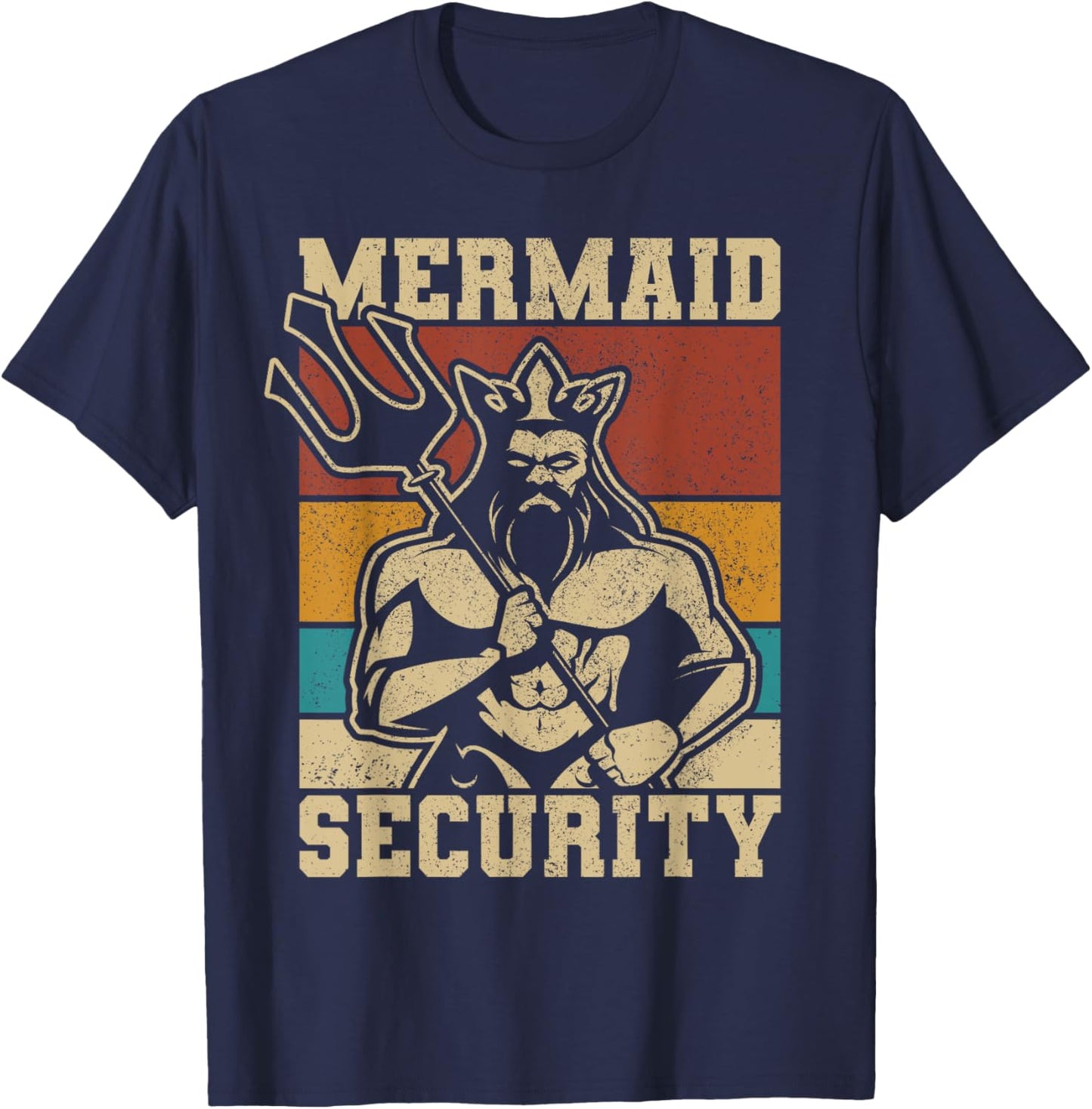 Mermaid Security Bday Costume Merman Birthday Party Outfit T-Shirt - T-Shirt | Navy