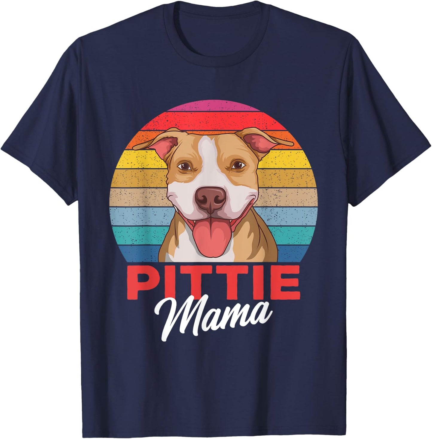 Pittie Mama Pitbull Dog Mom T-Shirt - T-Shirt | Navy