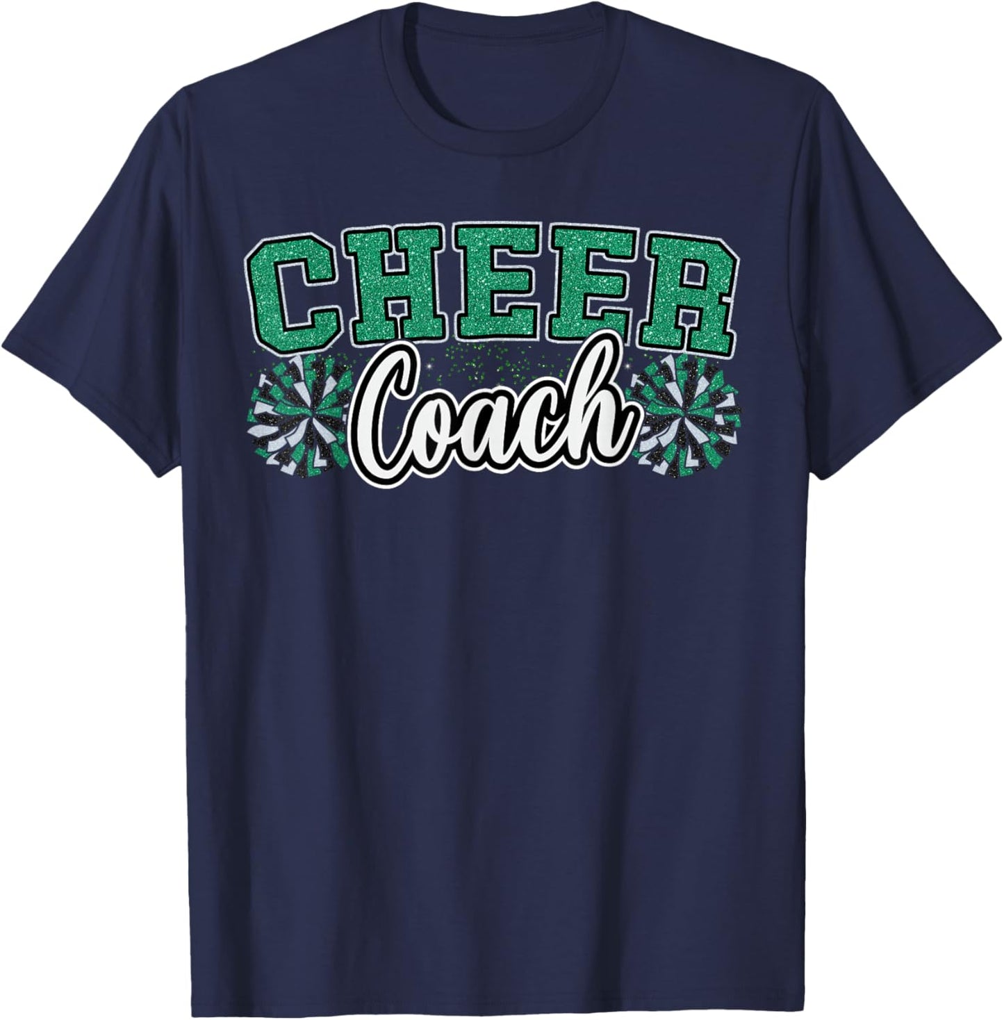 Loud Proud Cheer Coach Pom Poms Green Cheerleader Women T-Shirt - T-Shirt | Navy