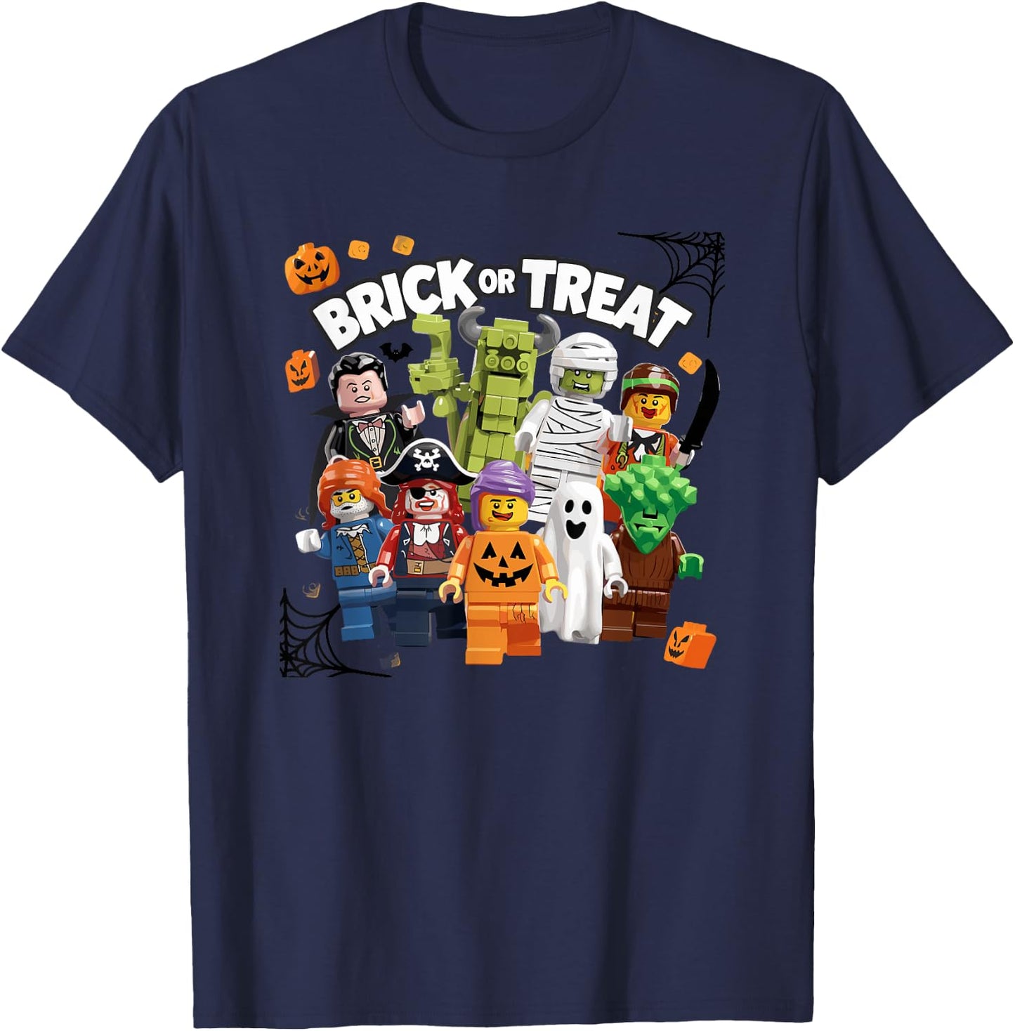 Building Bricks Halloween Brick Or Treat Costume Monsters T-Shirt - T-Shirt | Navy