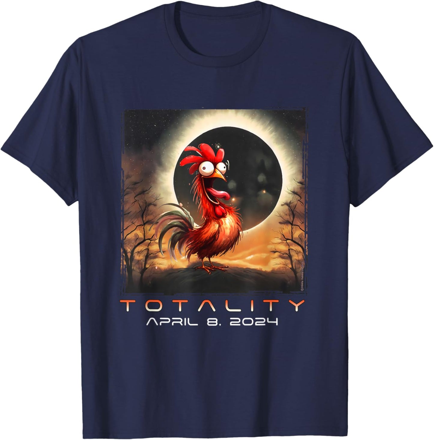 Funny Chicken Total Solar Eclipse T-Shirt - T-Shirt | Navy