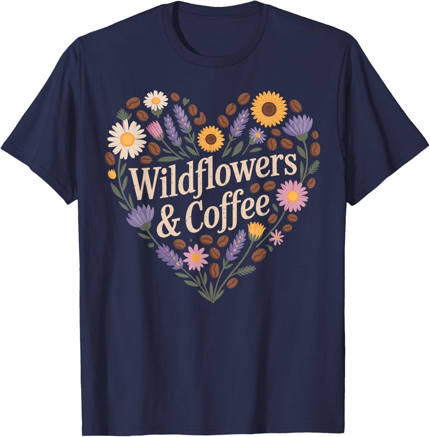 Wildflowers and Coffee Wildflower Floral T-Shirt - T-Shirt | Navy