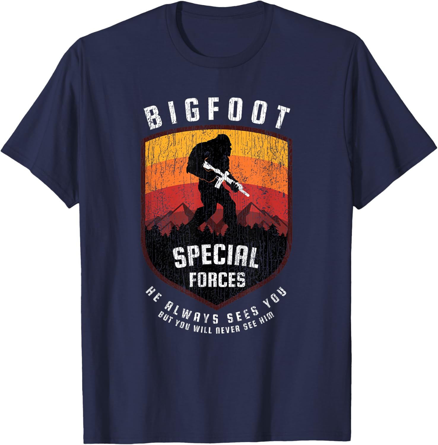 Funny Bigfoot Tactical Special Forces Gift Military T-Shirt - T-Shirt | Navy