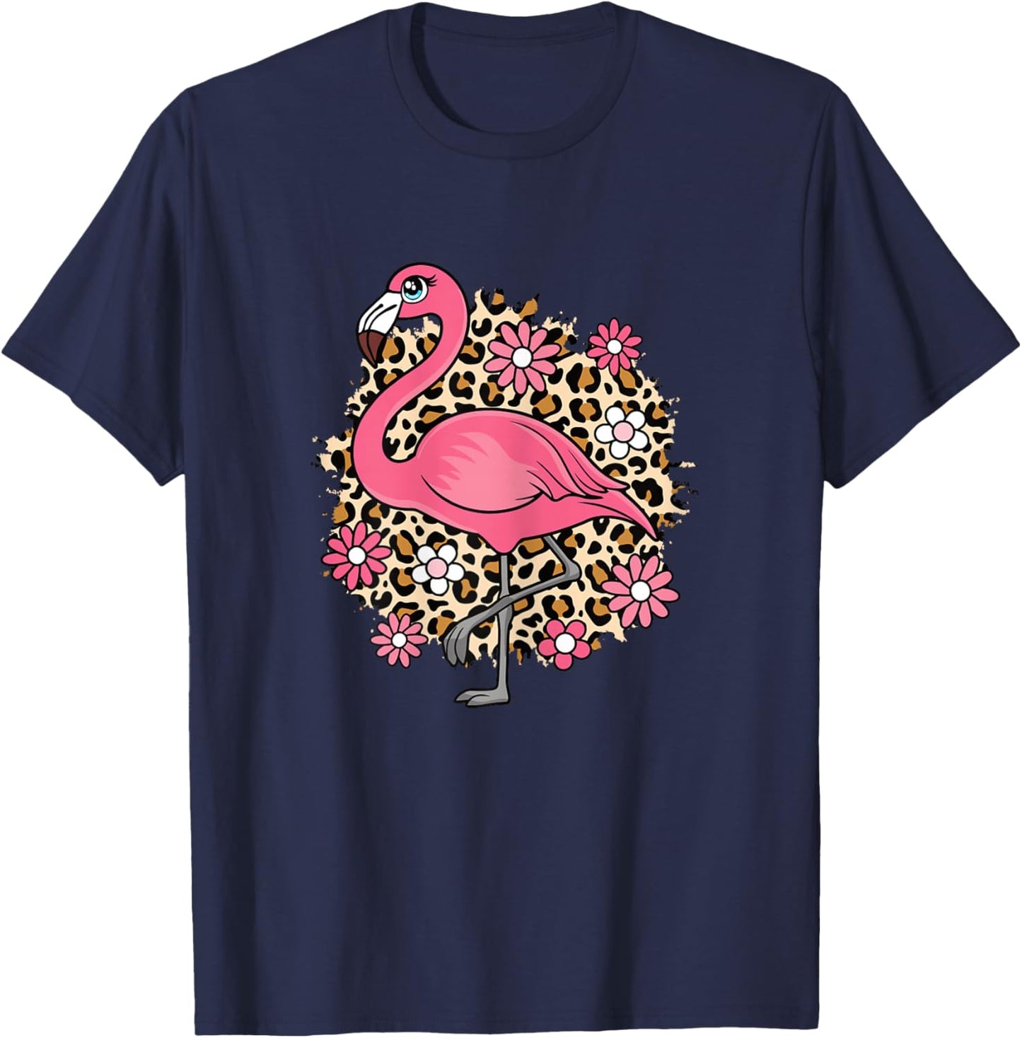 Cute Flamingo Lover Women Girls Kids T-Shirt - T-Shirt | Navy