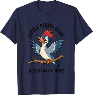 Cute Cartoon Woodpecker Club Nature Lovers T-Shirt - T-Shirt | Navy