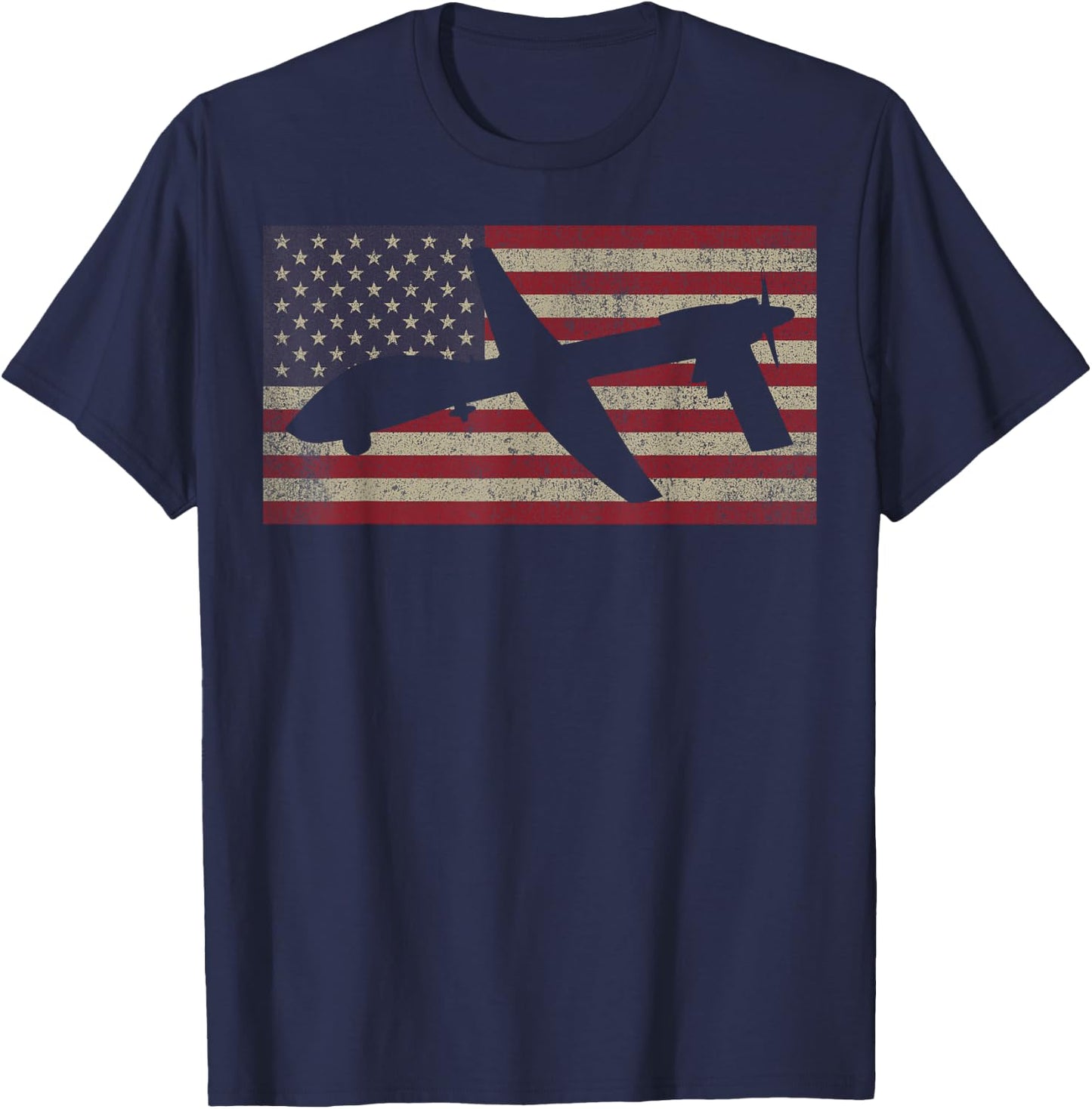 MQ-1C Gray Eagle Combat UAV Drone USA Flag Gift Women Kids Men T-Shirt - T-Shirt | Navy