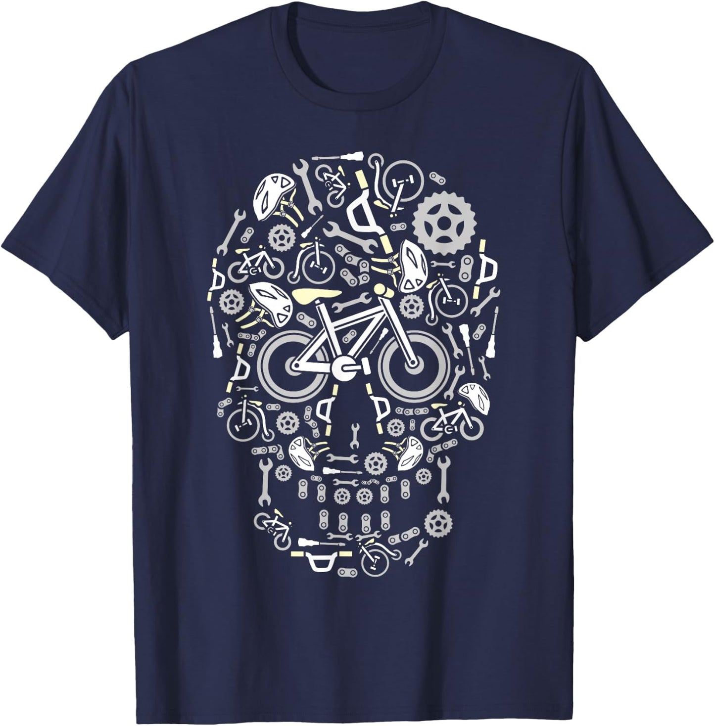 Funny Bicycling & Cycling Sugar Skull - Bicycle T-Shirt - T-Shirt | Navy
