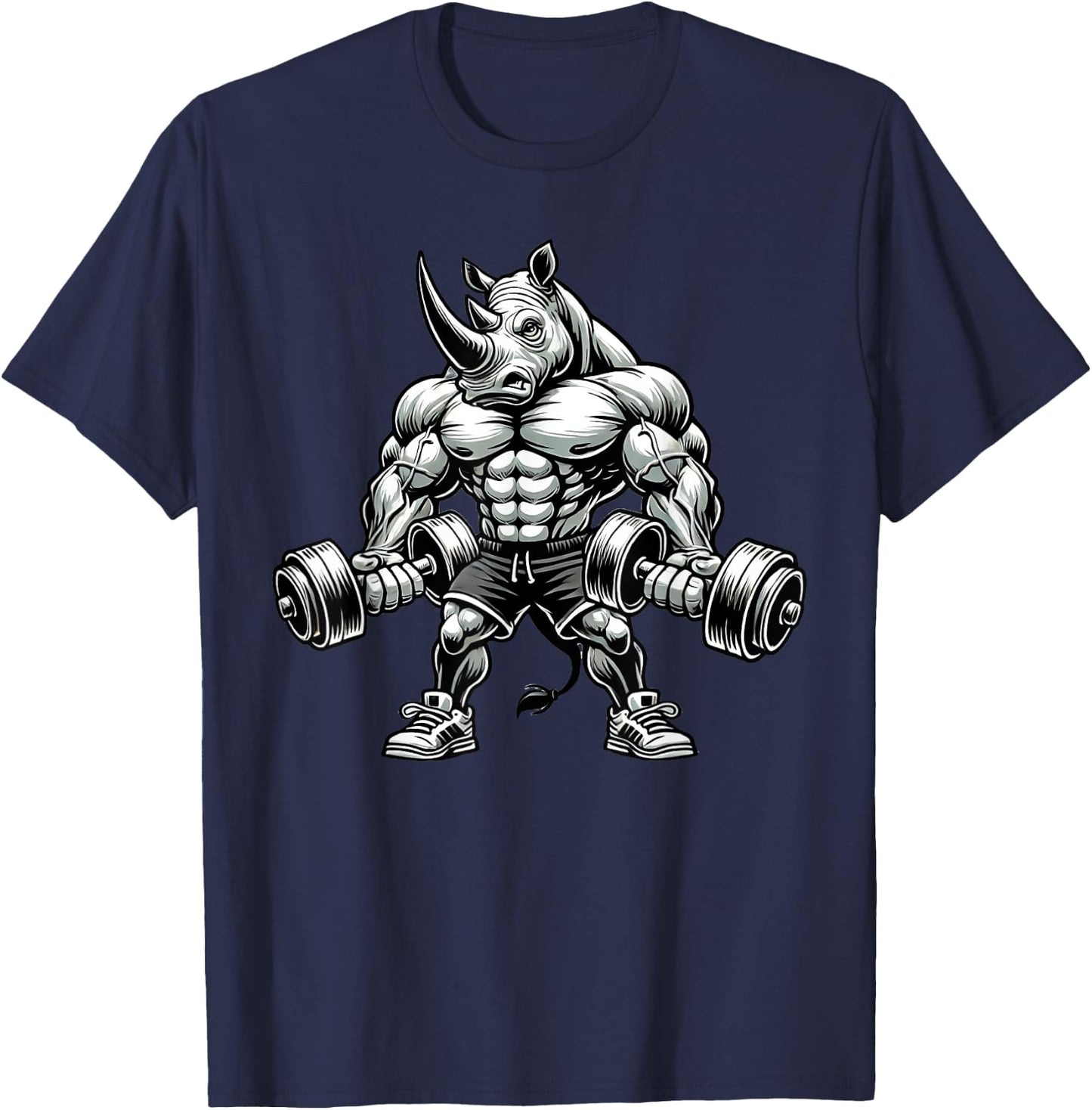 Rhino Powerlifting Weightlifting Gym Workout T-Shirt - T-Shirt | Navy