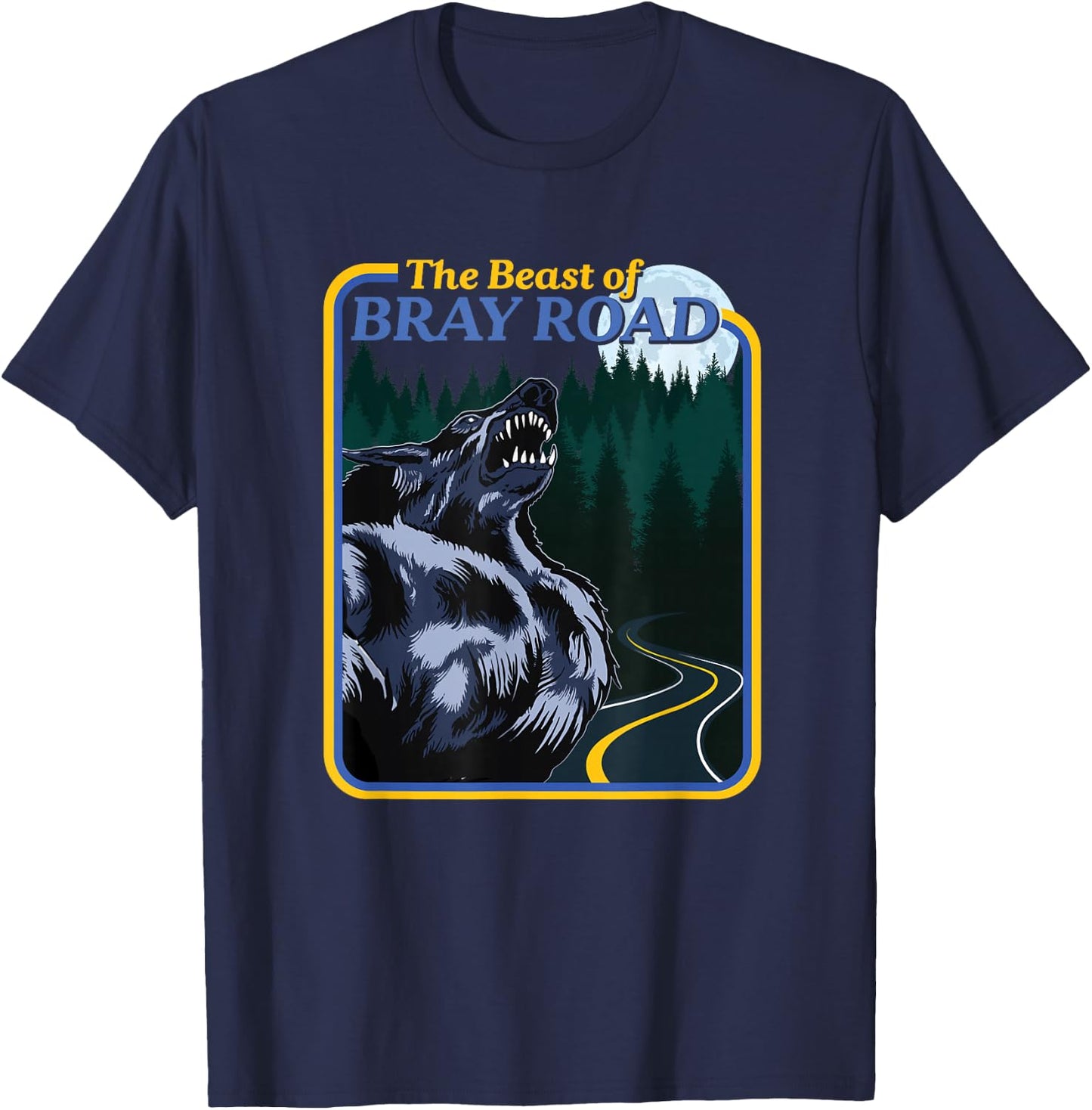 National Introvert Society Retro Wisconsin Dogman Cryptid - Black, Small T-Shirt - T-Shirt | Navy