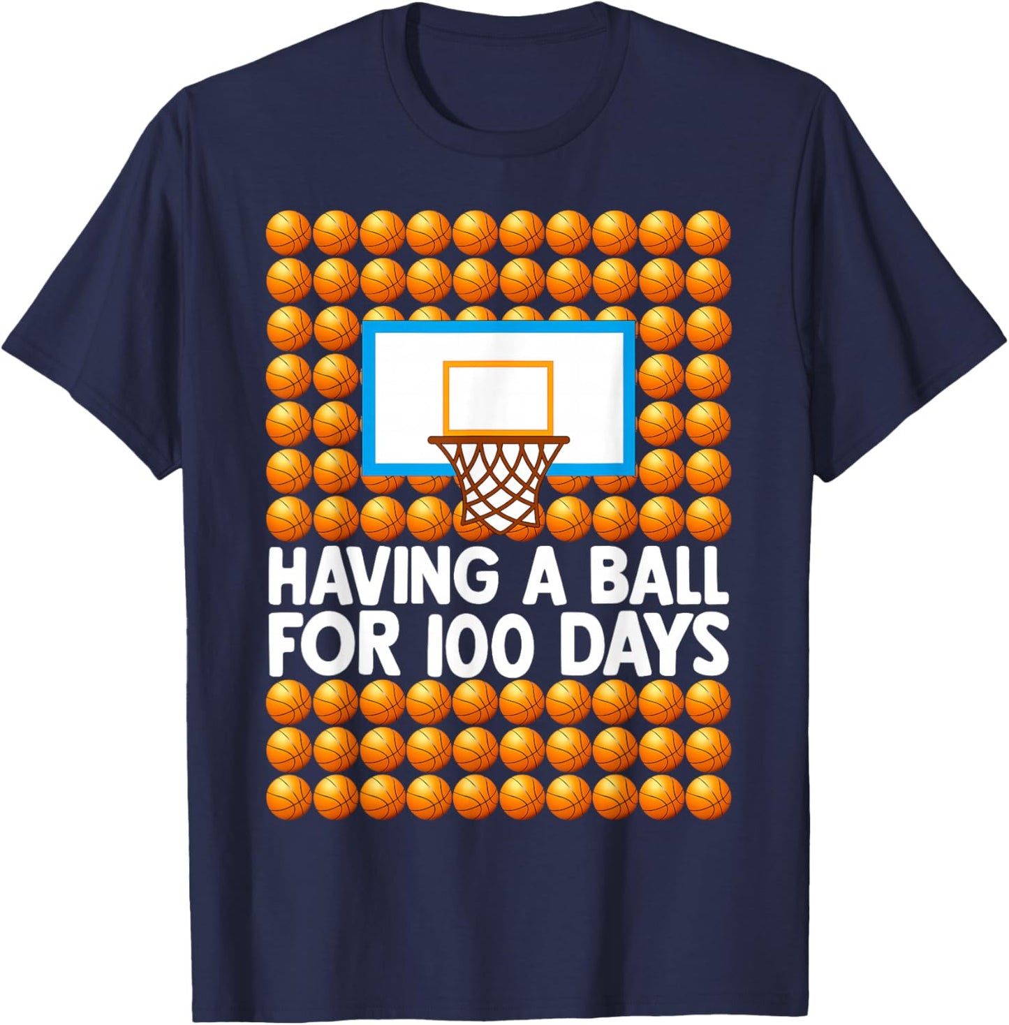 100 Days of School Boys Kids 100th Day of School Basketball T-Shirt - T-Shirt | Navy