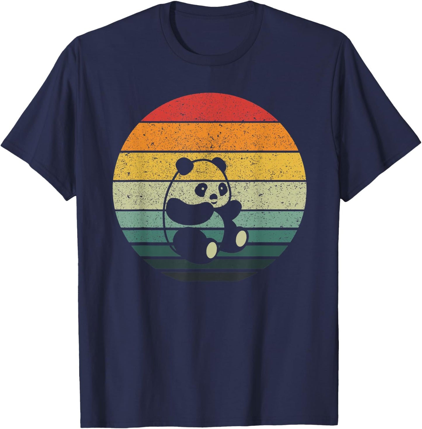 Panda Vintage Retro Sunset 60s 70s style T-Shirt - T-Shirt | Navy