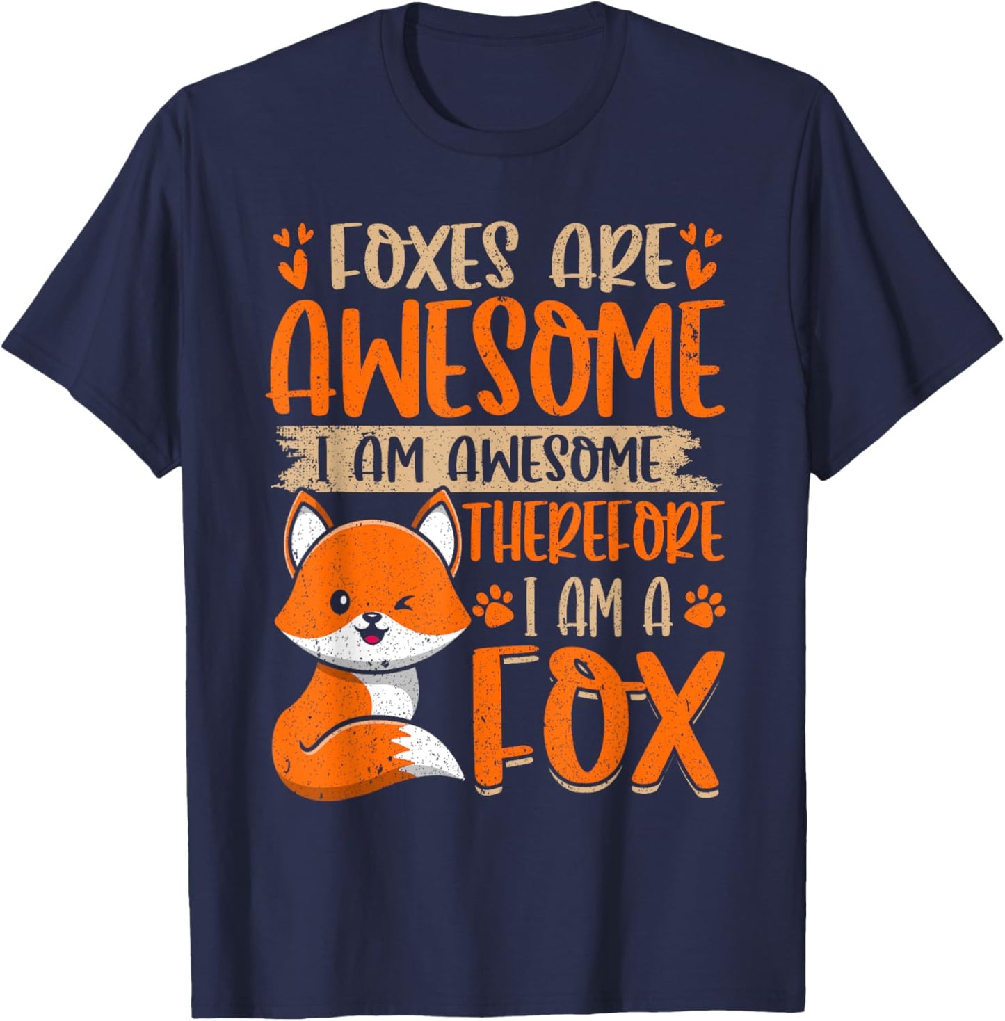 Foxes Are Awesome Lover Graphic Design Fox T-Shirt - T-Shirt | Navy