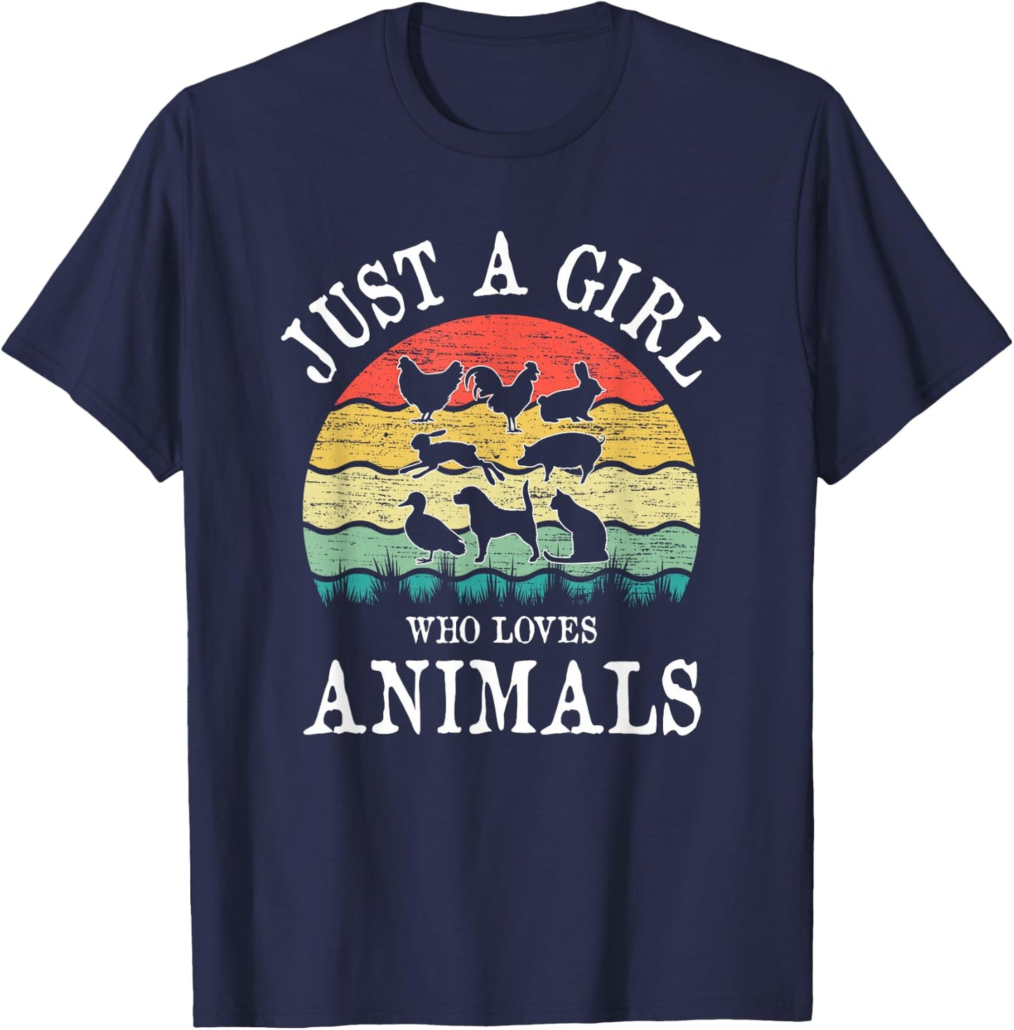 Just A Girl Who Loves Animals T-Shirt - T-Shirt | Navy