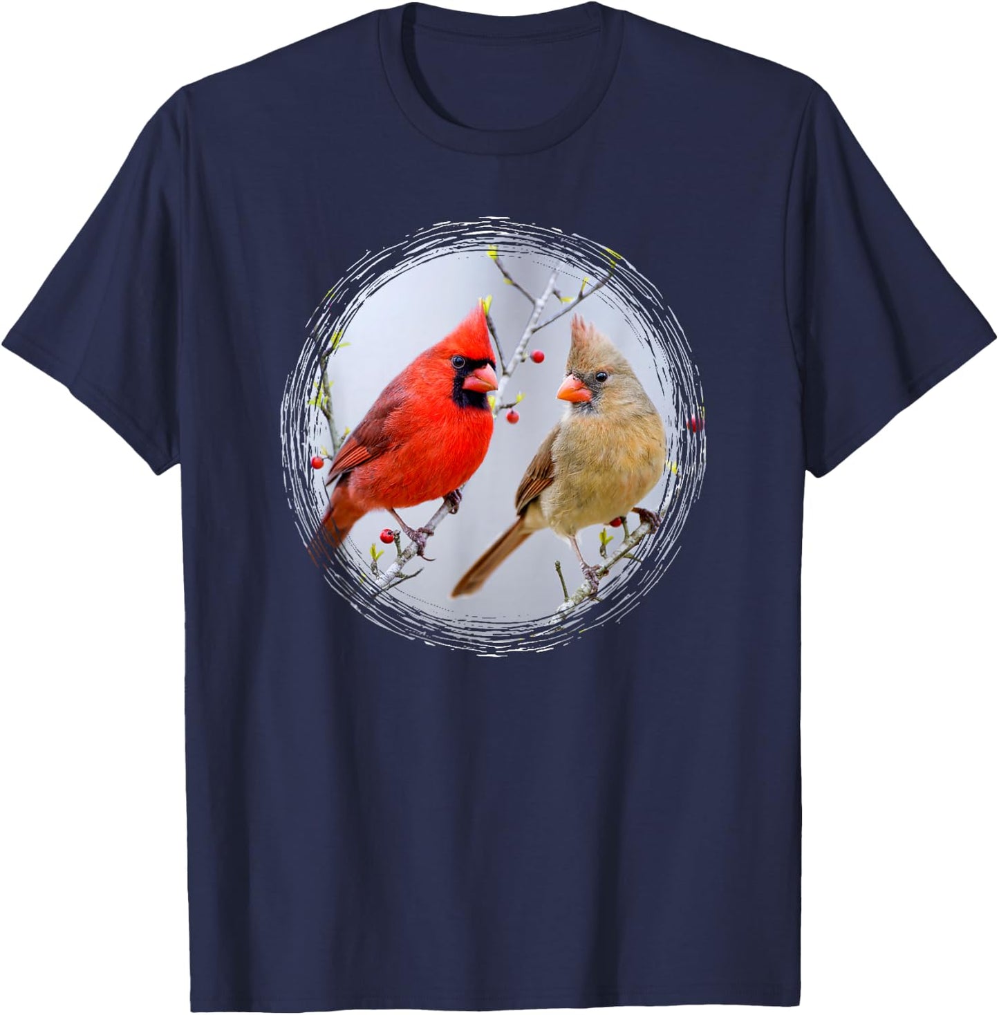 Red Cardinals Birds Birdwatching Bird Nerds Lovers Nature T-Shirt - T-Shirt | Navy