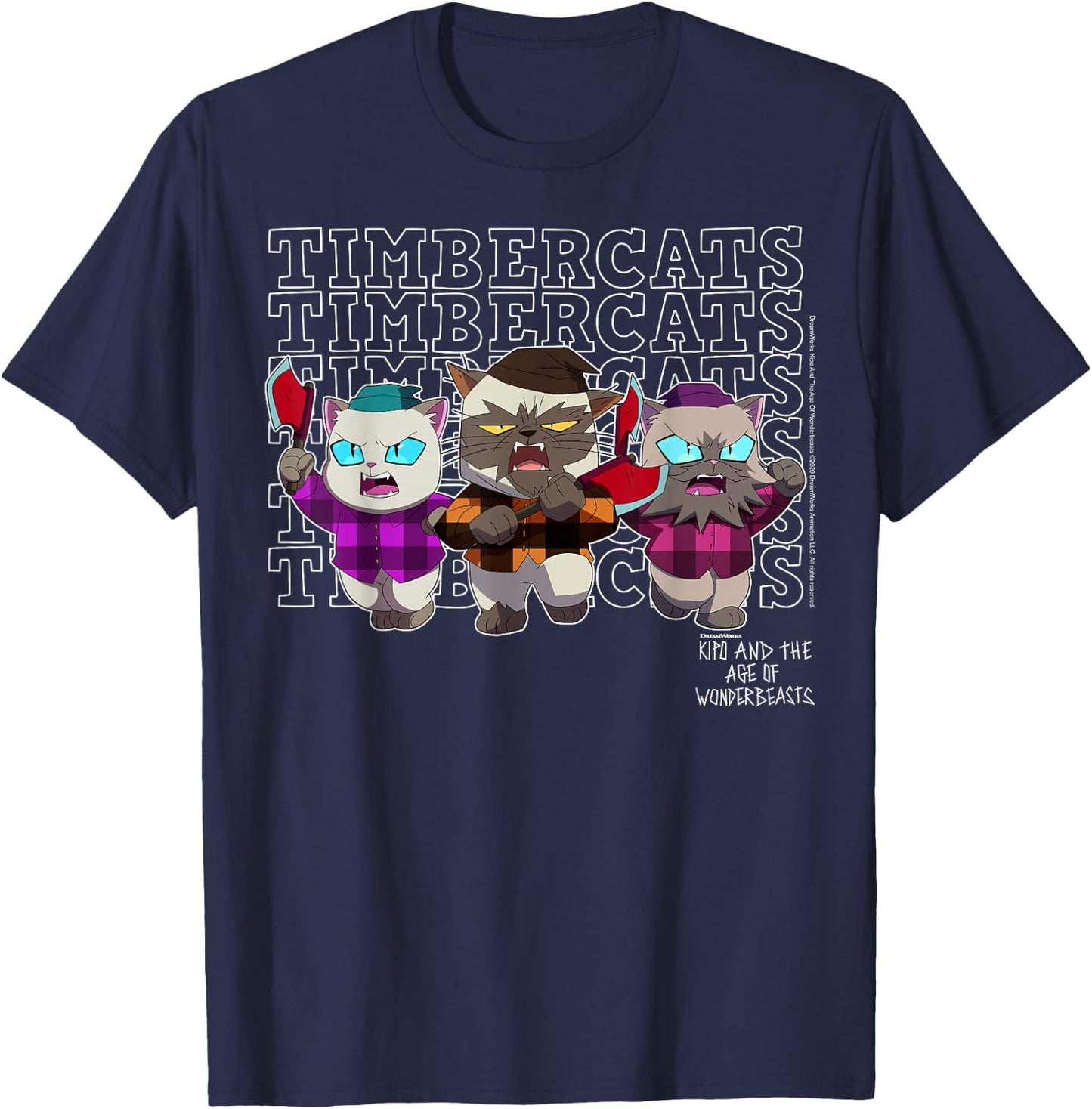 Kipo And The Age Of Wonderbeasts Timbercats Group T-Shirt - T-Shirt | Navy