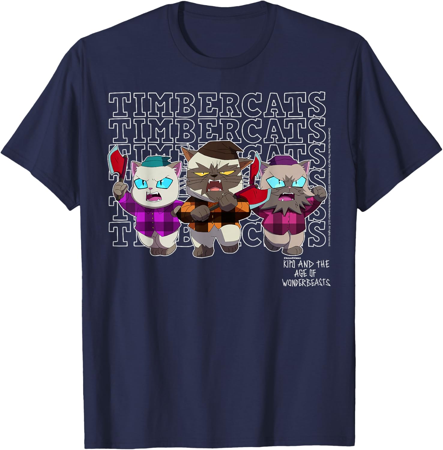 Kipo And The Age Of Wonderbeasts Timbercats Group T-Shirt - T-Shirt | Navy
