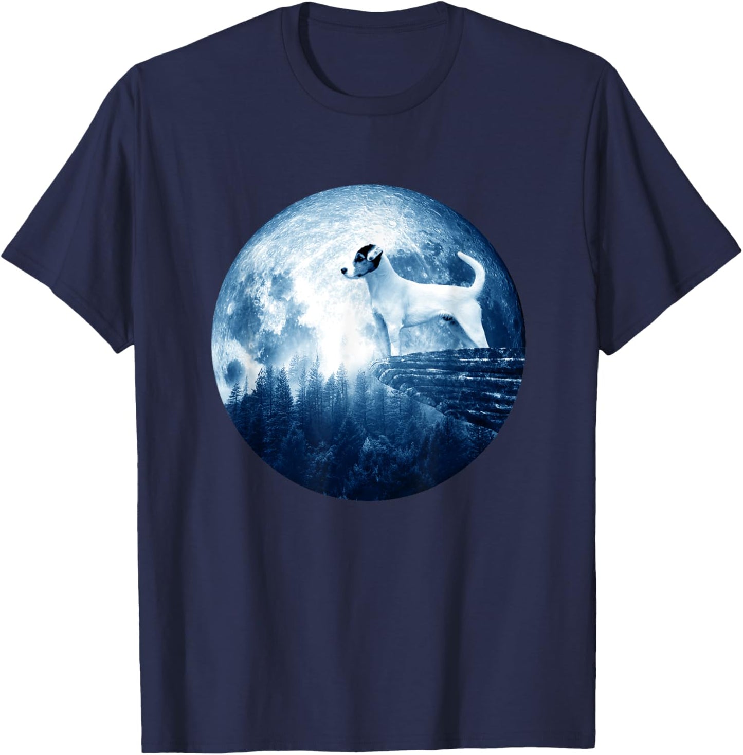 Parson Russell Terrier Dog Moon Dog Mom Dad Dog Lovers T-Shirt - T-Shirt | Navy