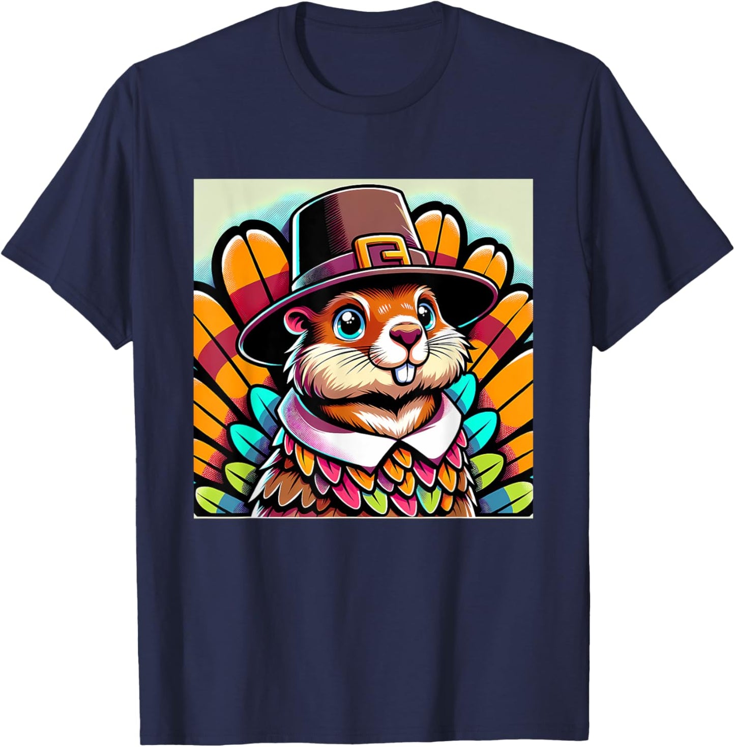 Humor Thanksgiving Turkey Groundhog T-Shirt - T-Shirt | Navy