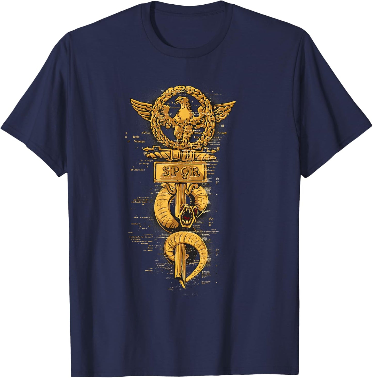 S.P.Q.R. Senatus Populusque Romanus War Banner Eagle Design T-Shirt - T-Shirt | Navy