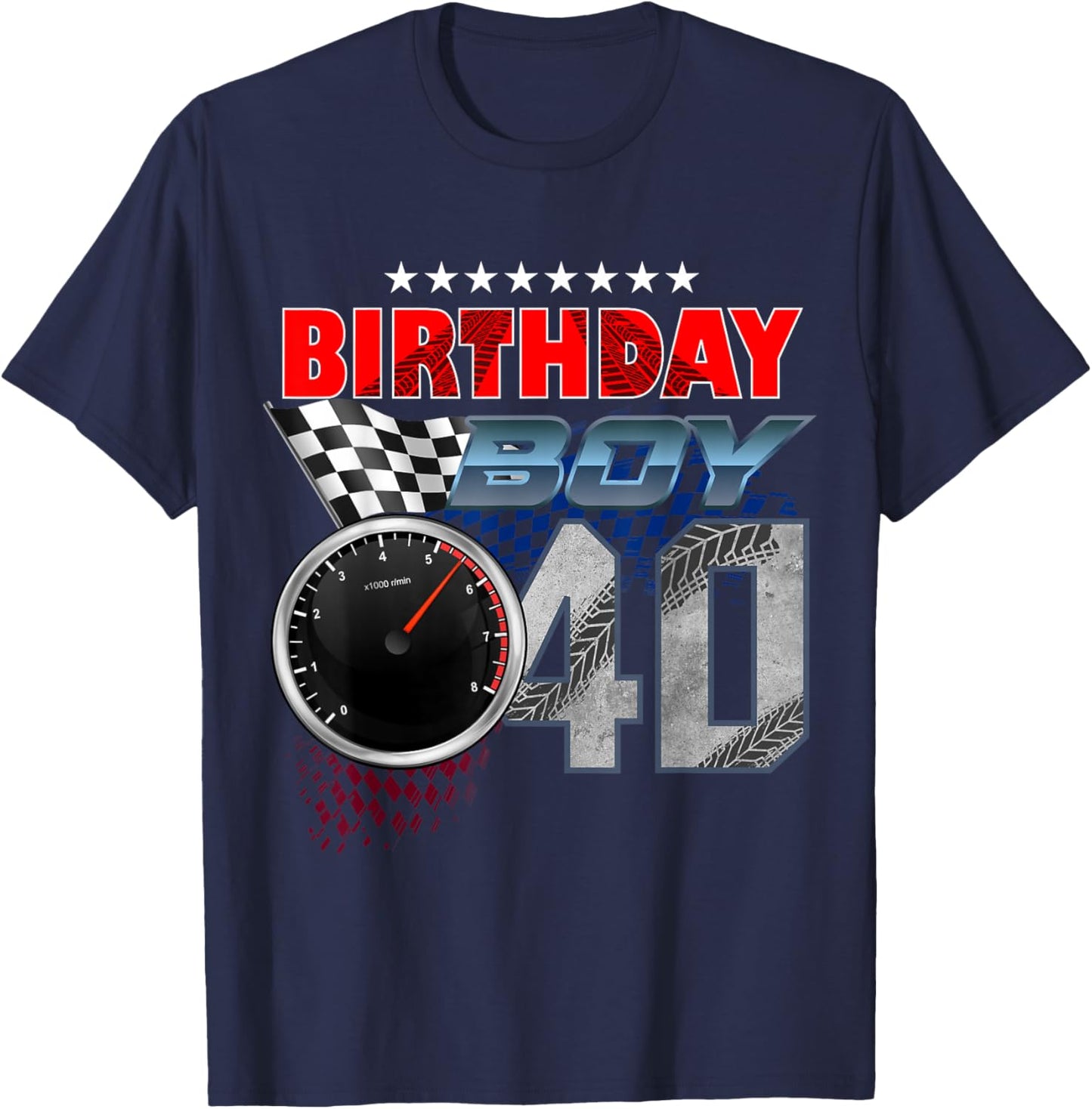 Racing Car 40th Birthday Boy Race Car Driver 40 Year Old T-Shirt - T-Shirt | Navy
