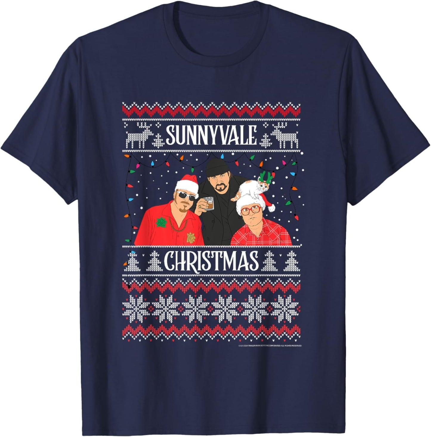 Trailer Park Boys Sunnyvale Christmas Ugly Sweater T-Shirt - T-Shirt | Navy