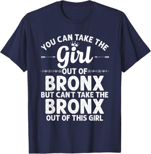 Girl Out of Bronx NY New York Gift Funny Home Roots USA T-Shirt - T-Shirt | Navy