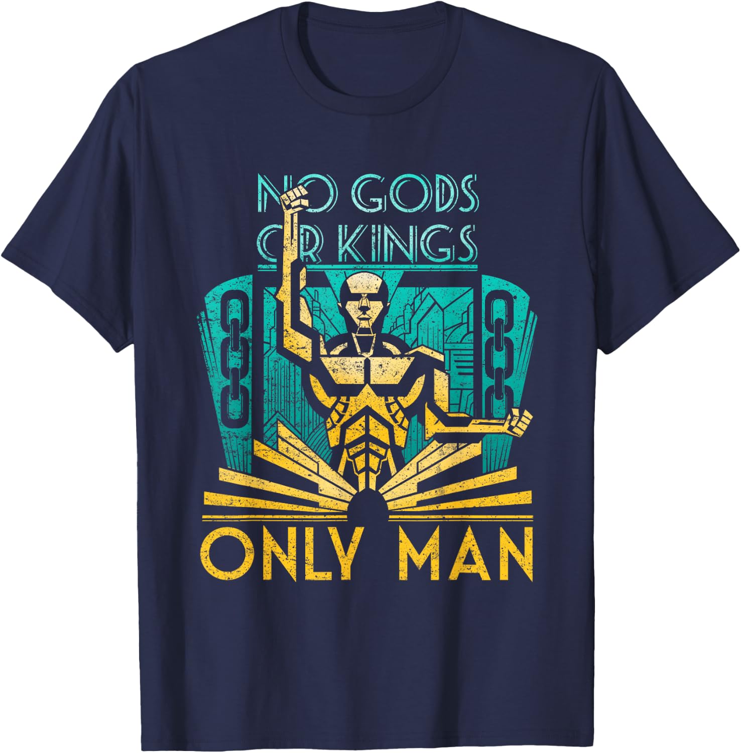 Objectivist Atheist Libertarian No Gods or Kings Only Man T-Shirt - T-Shirt | Navy