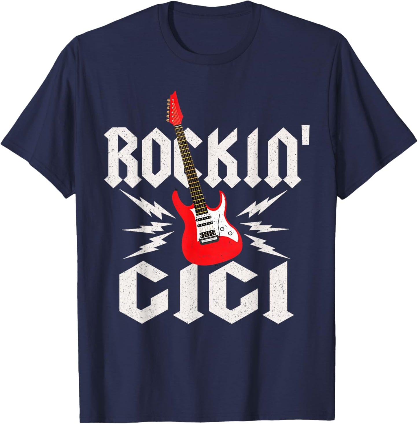 Gigi Rockin One Birthday Family Matching Rock Guitar T-Shirt - T-Shirt | Navy