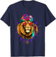 Hippie Lion Tie Dye Peace Sign Psychedelic Animal Lion Lover T-Shirt - T-Shirt | Navy