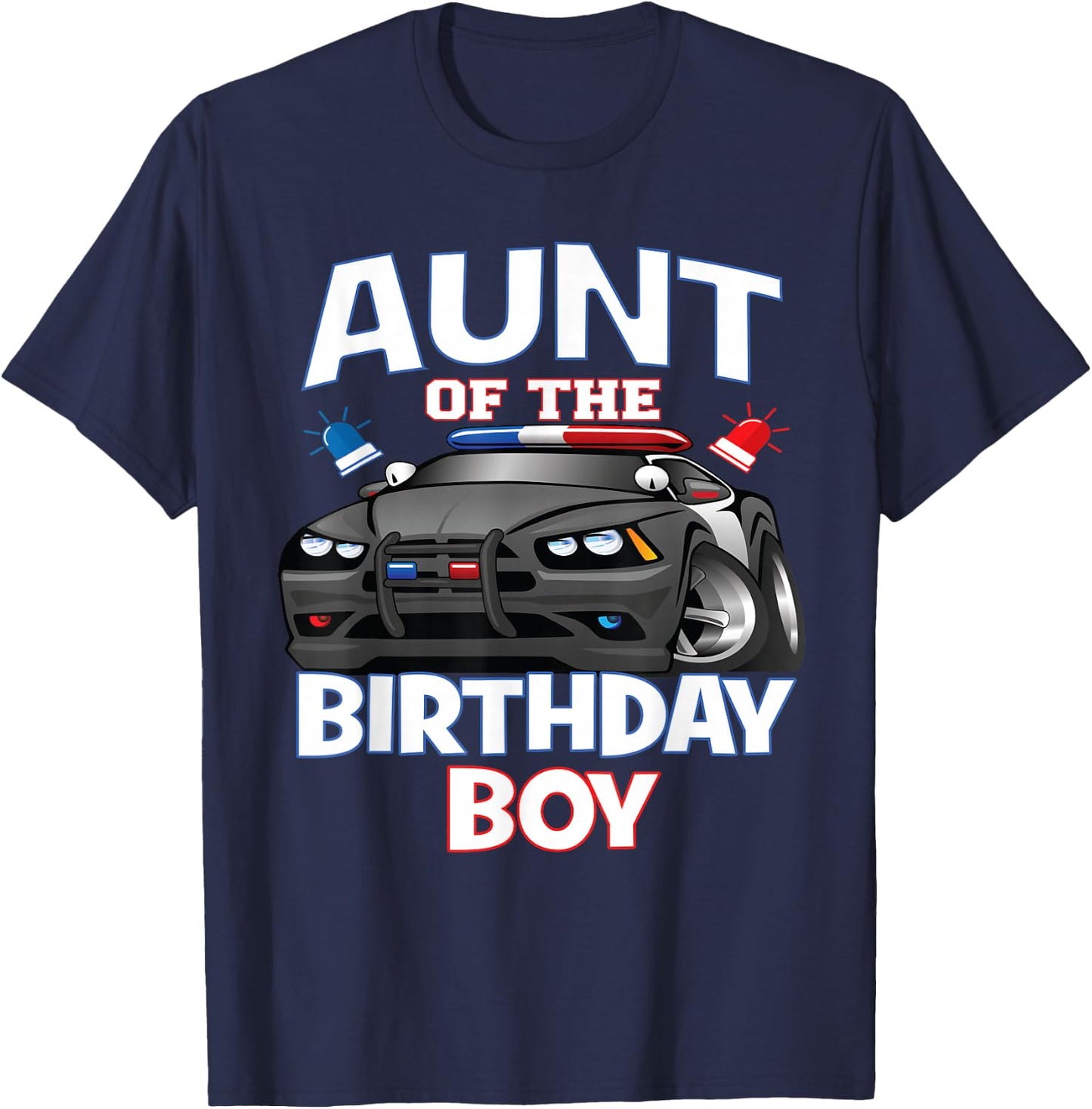 Aunt Of The Birthday Boy Policeman Officer Party T-Shirt - T-Shirt | Navy